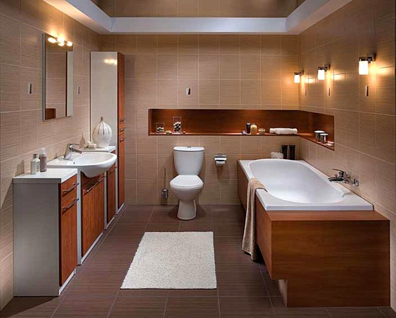Фото ванної кімнати і туалету після ремонту під ключ   Всі дерев'яні елементи у ванній кімнаті повинні бути оброблені захисним складом   Оливковий колір діє заспокійливо